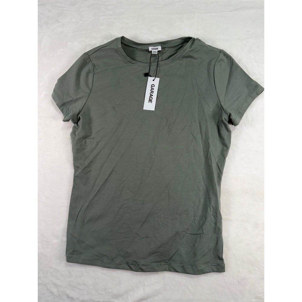 Garage T-Shirt M Sage Green Short Sleeve Crew Neck Cotton Blend Women